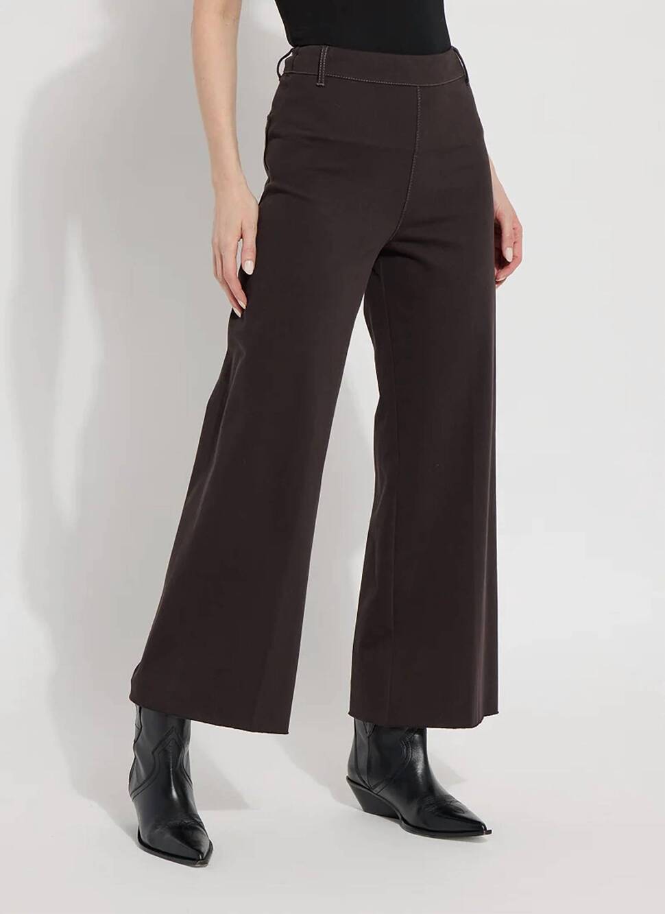 NEW LYSSE erin high waist wide leg denim pants in double expresso